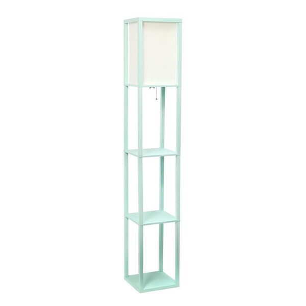 Coeficiente Intelectual Etagere Organizer Storage Shelf with Linen Shade Floor Lamp, Aqua CO2519838 - main